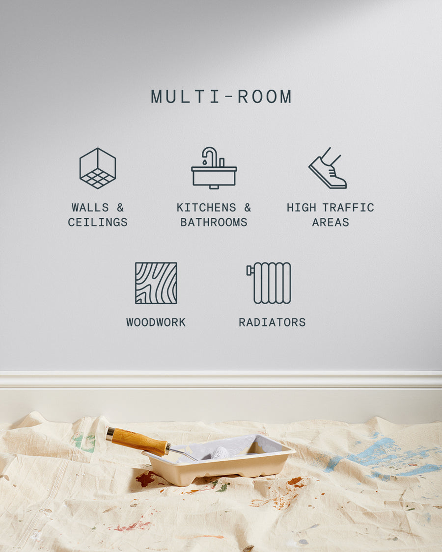 Supreme paint is suitable for walls and ceilings, kitchens and bathrooms, high traffic areas, woodwork and radiators