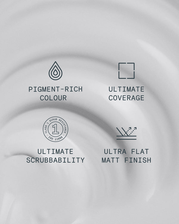 Supreme paint is ultra flat matt and pigment rich with ultimate coverage and scrubbability