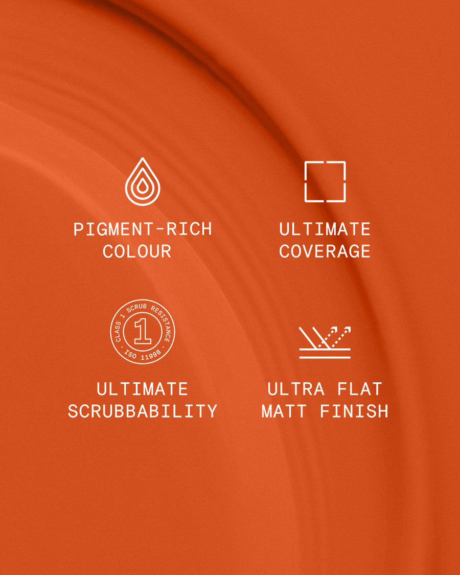 Supreme paint is ultra flat matt and pigment rich with ultimate coverage and scrubbability