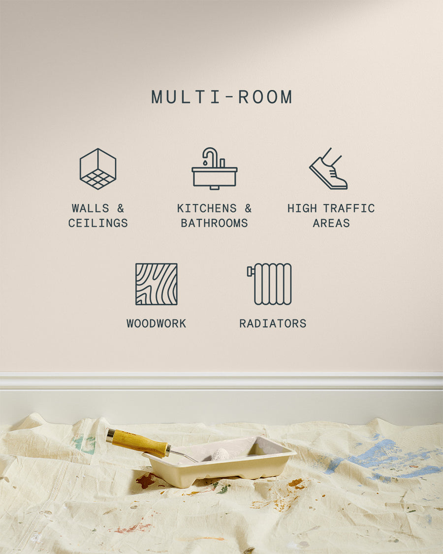 Supreme paint is suitable for walls and ceilings, kitchens and bathrooms, high traffic areas, woodwork and radiators