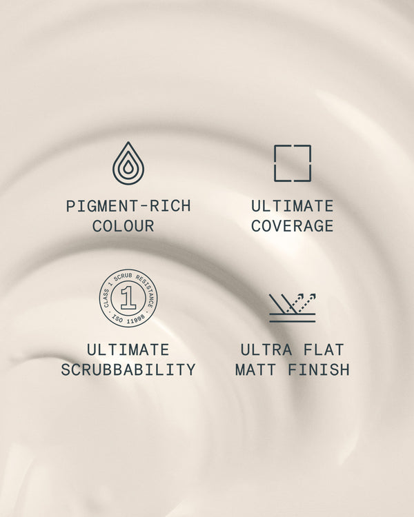 Supreme paint is ultra flat matt and pigment rich with ultimate coverage and scrubbability
