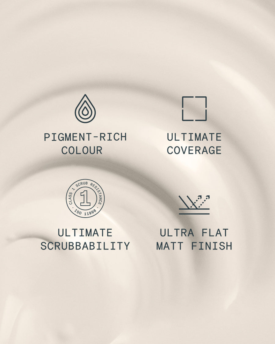 Supreme paint is ultra flat matt and pigment rich with ultimate coverage and scrubbability