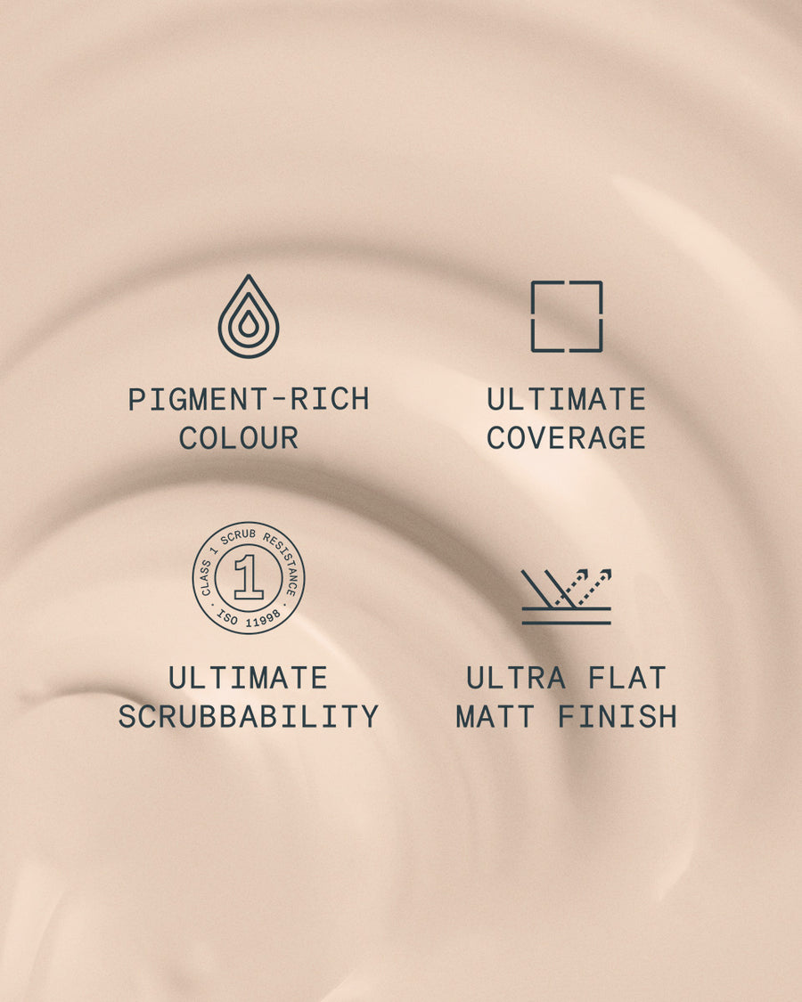 Supreme paint is ultra flat matt and pigment rich with ultimate coverage and scrubbability