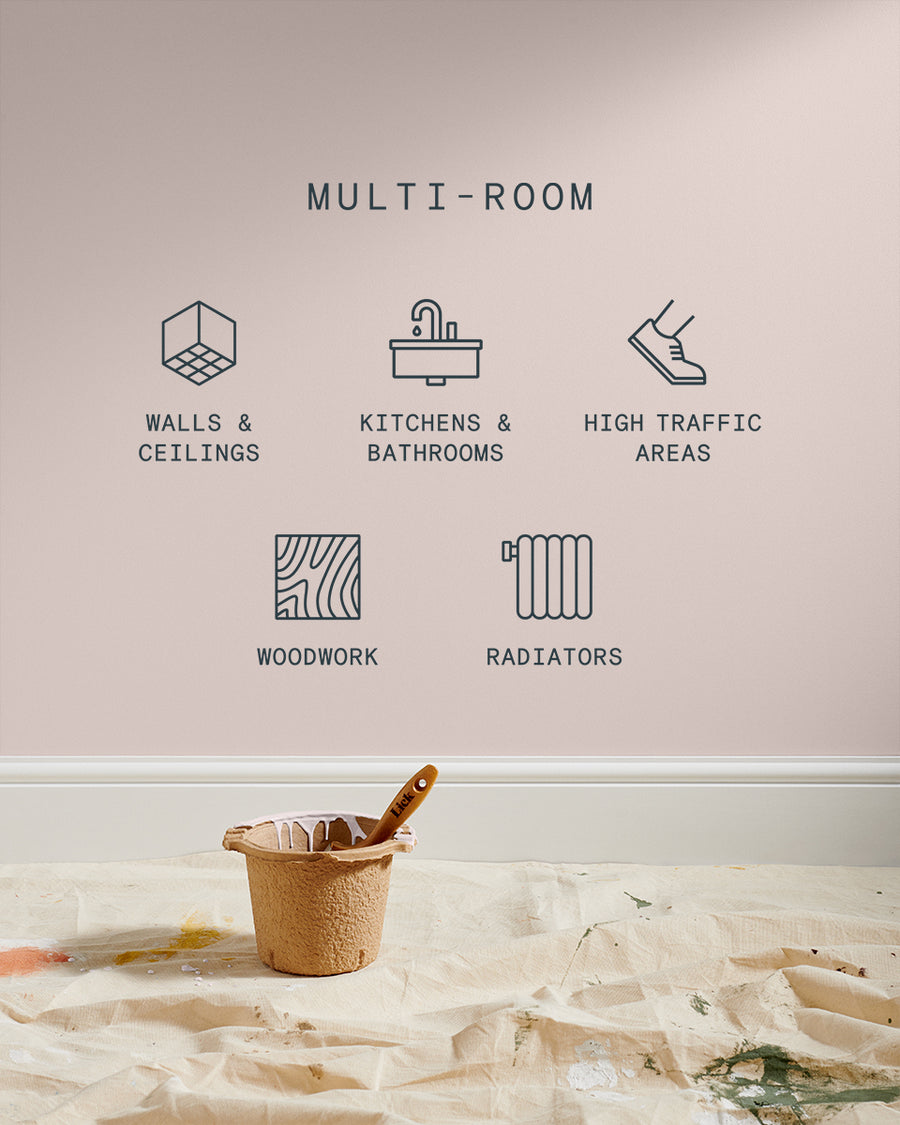 Supreme paint is suitable for walls and ceilings, kitchens and bathrooms, high traffic areas, woodwork and radiators