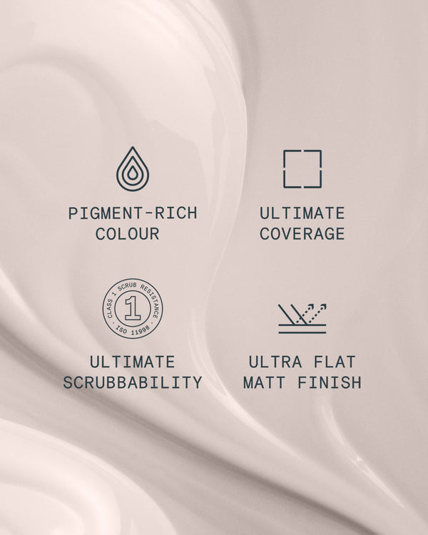 Supreme paint is ultra flat matt and pigment rich with ultimate coverage and scrubbability