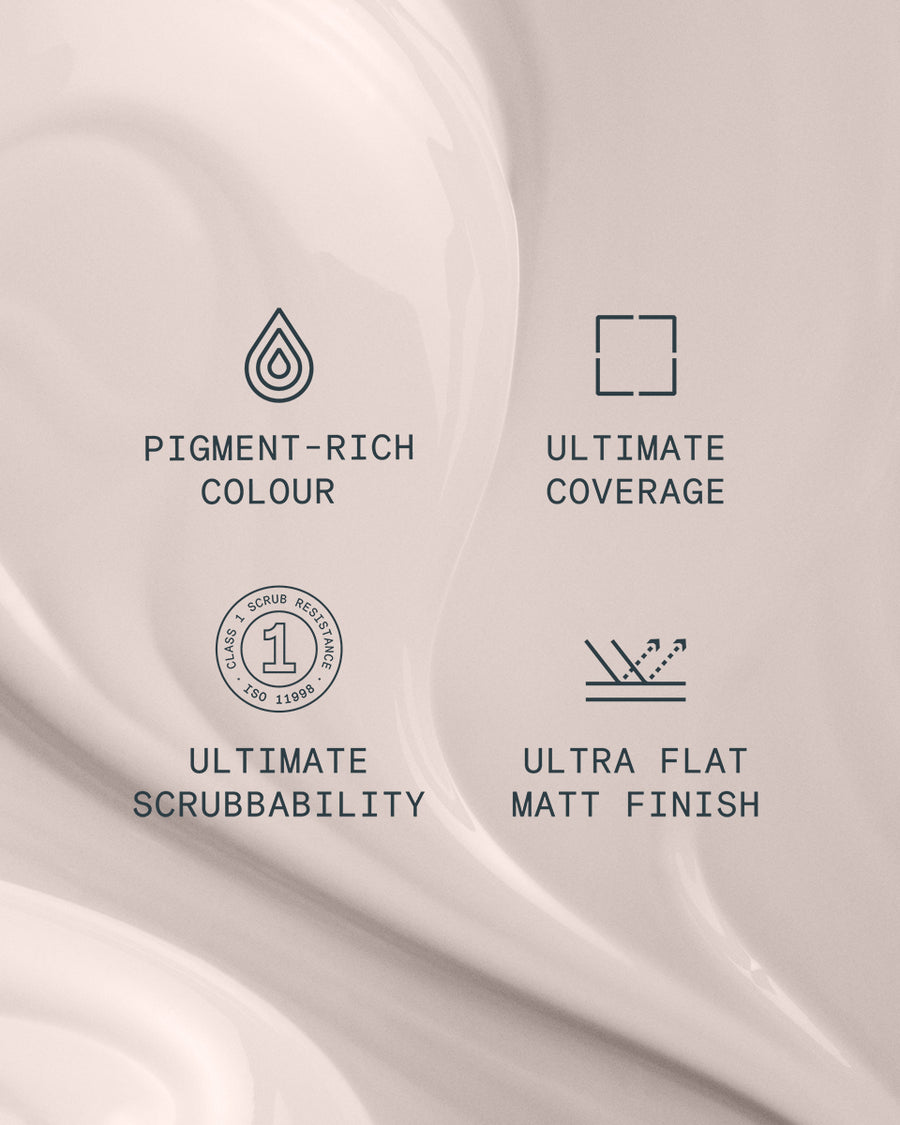Supreme paint is ultra flat matt and pigment rich with ultimate coverage and scrubbability