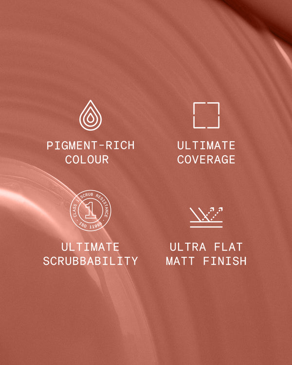 Supreme paint is ultra flat matt and pigment rich with ultimate coverage and scrubbability