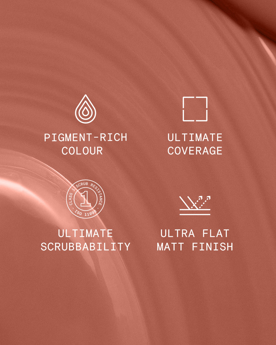 Supreme paint is ultra flat matt and pigment rich with ultimate coverage and scrubbability