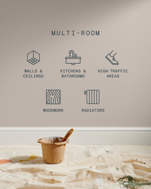 Supreme paint is suitable for walls and ceilings, kitchens and bathrooms, high traffic areas, woodwork and radiators