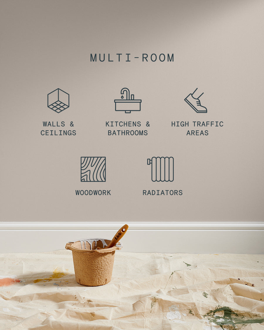 Supreme paint is suitable for walls and ceilings, kitchens and bathrooms, high traffic areas, woodwork and radiators