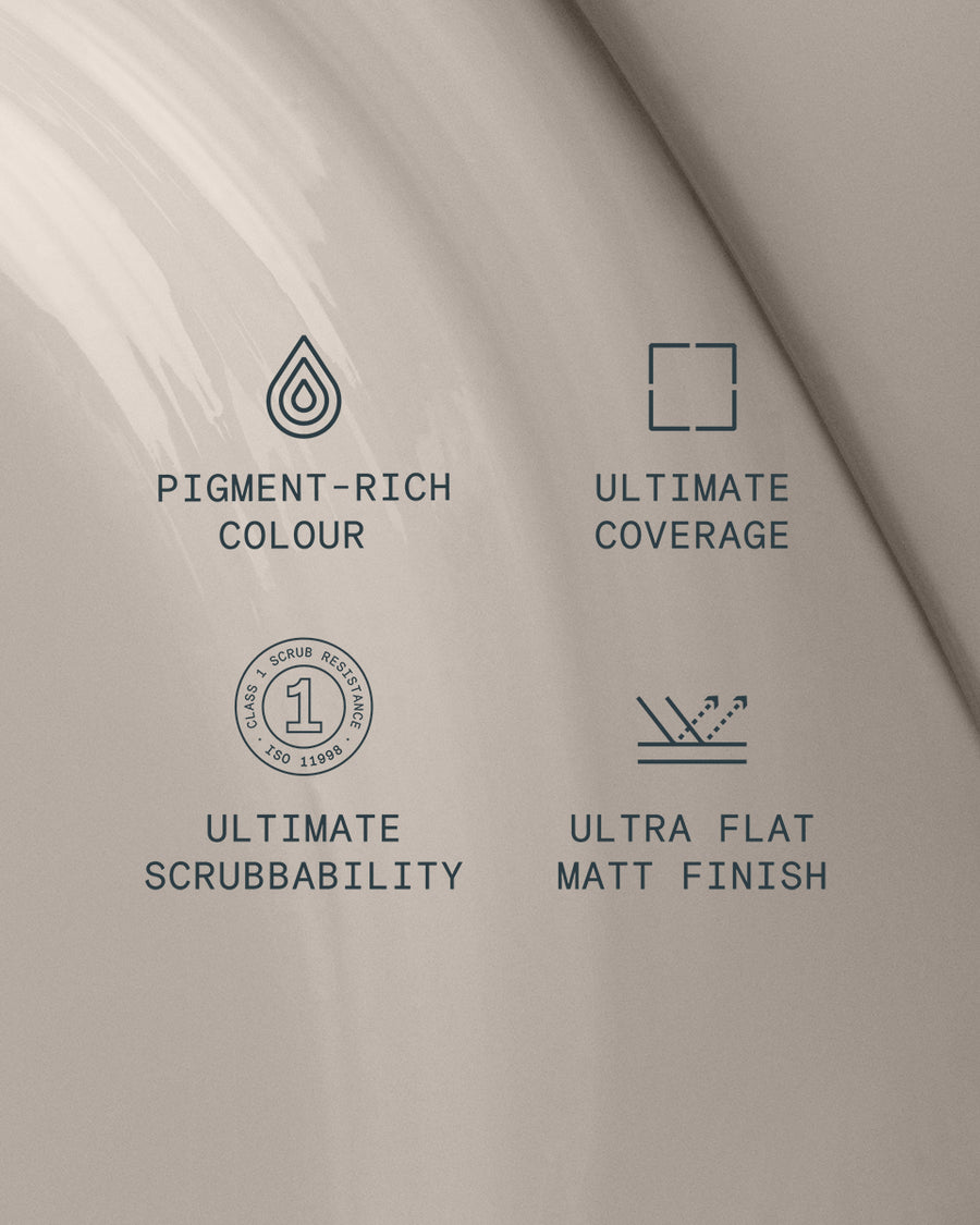 Supreme paint is ultra flat matt and pigment rich with ultimate coverage and scrubbability