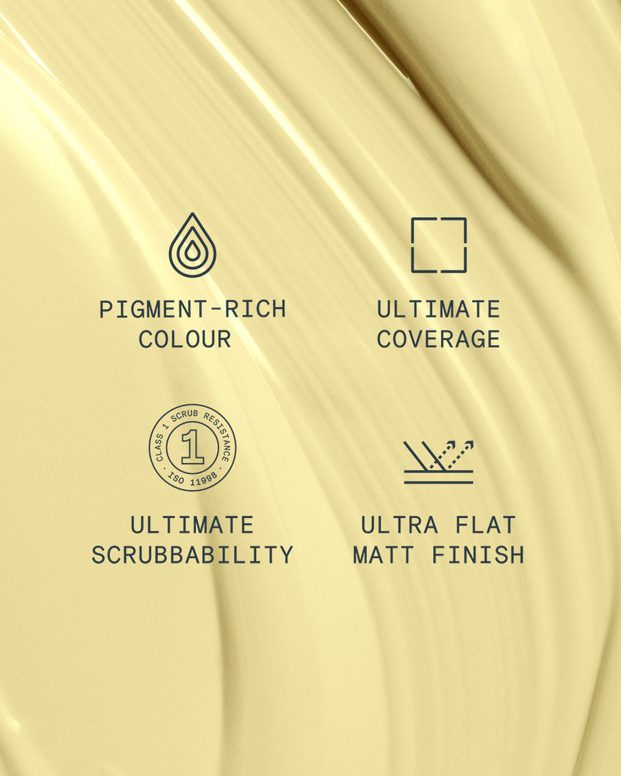 Supreme paint is ultra flat matt and pigment rich with ultimate coverage and scrubbability