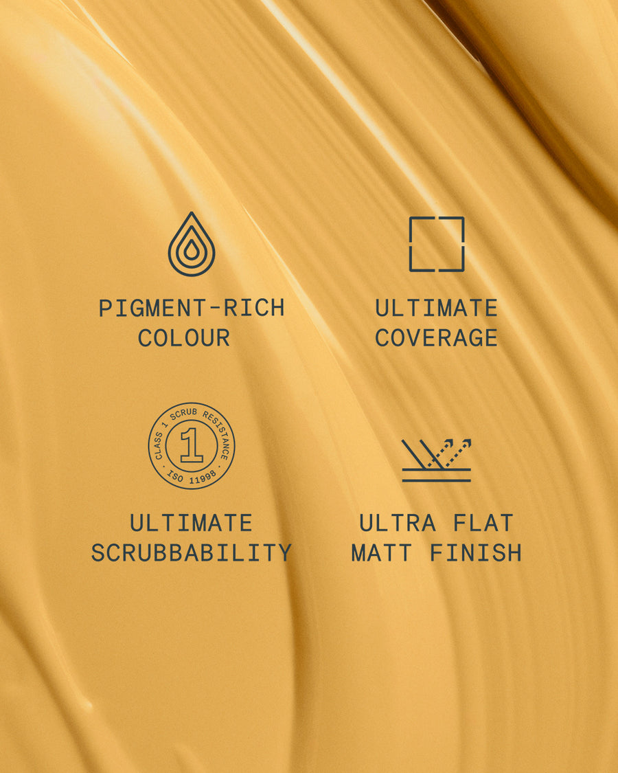 Supreme paint is ultra flat matt and pigment rich with ultimate coverage and scrubbability