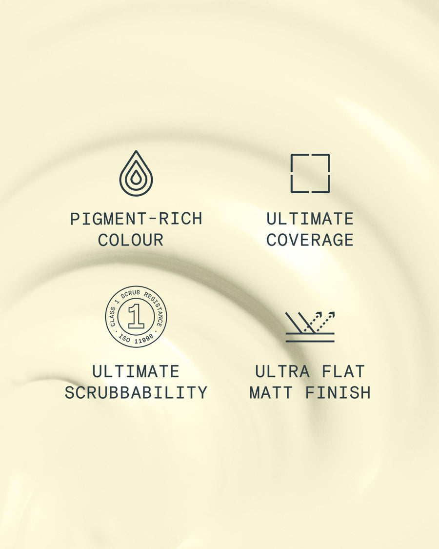 Supreme paint is ultra flat matt and pigment rich with ultimate coverage and scrubbability