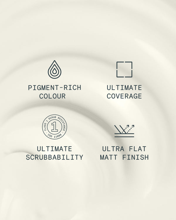 Supreme paint is ultra flat matt and pigment rich with ultimate coverage and scrubbability