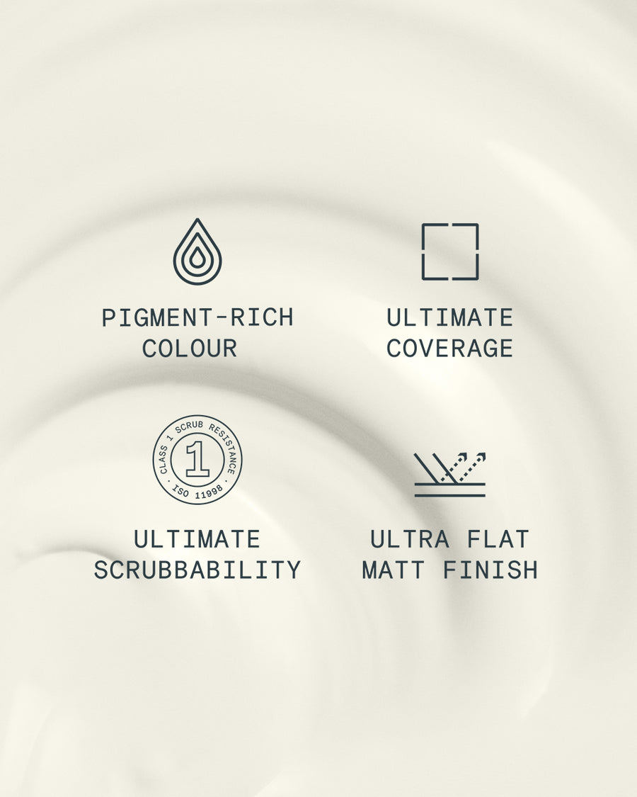 Supreme paint is ultra flat matt and pigment rich with ultimate coverage and scrubbability