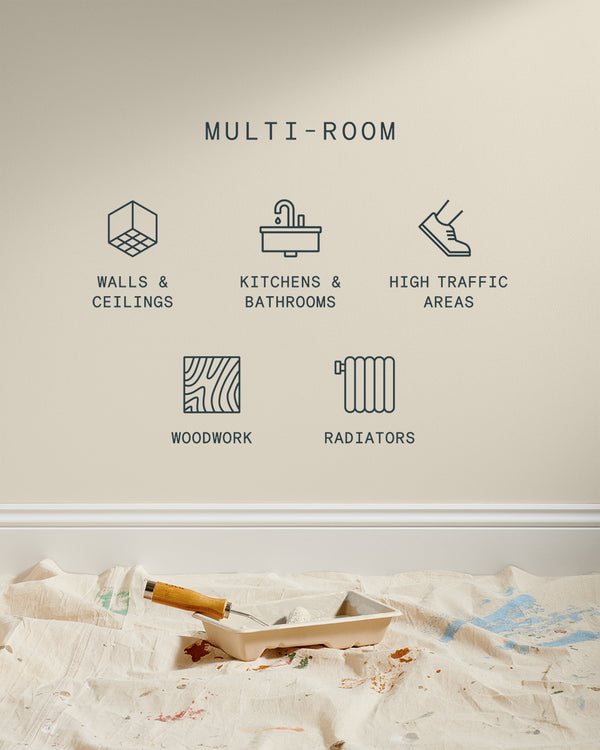 Supreme paint is suitable for walls and ceilings, kitchens and bathrooms, high traffic areas, woodwork and radiators