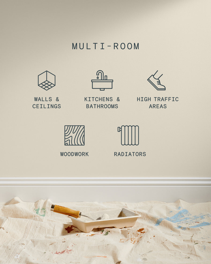 Supreme paint is suitable for walls and ceilings, kitchens and bathrooms, high traffic areas, woodwork and radiators