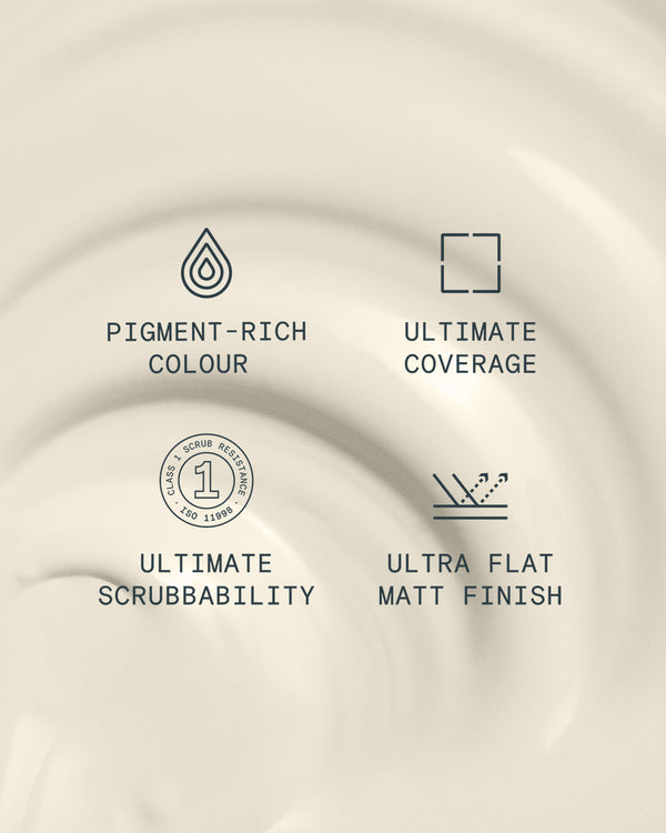 Supreme paint is ultra flat matt and pigment rich with ultimate coverage and scrubbability