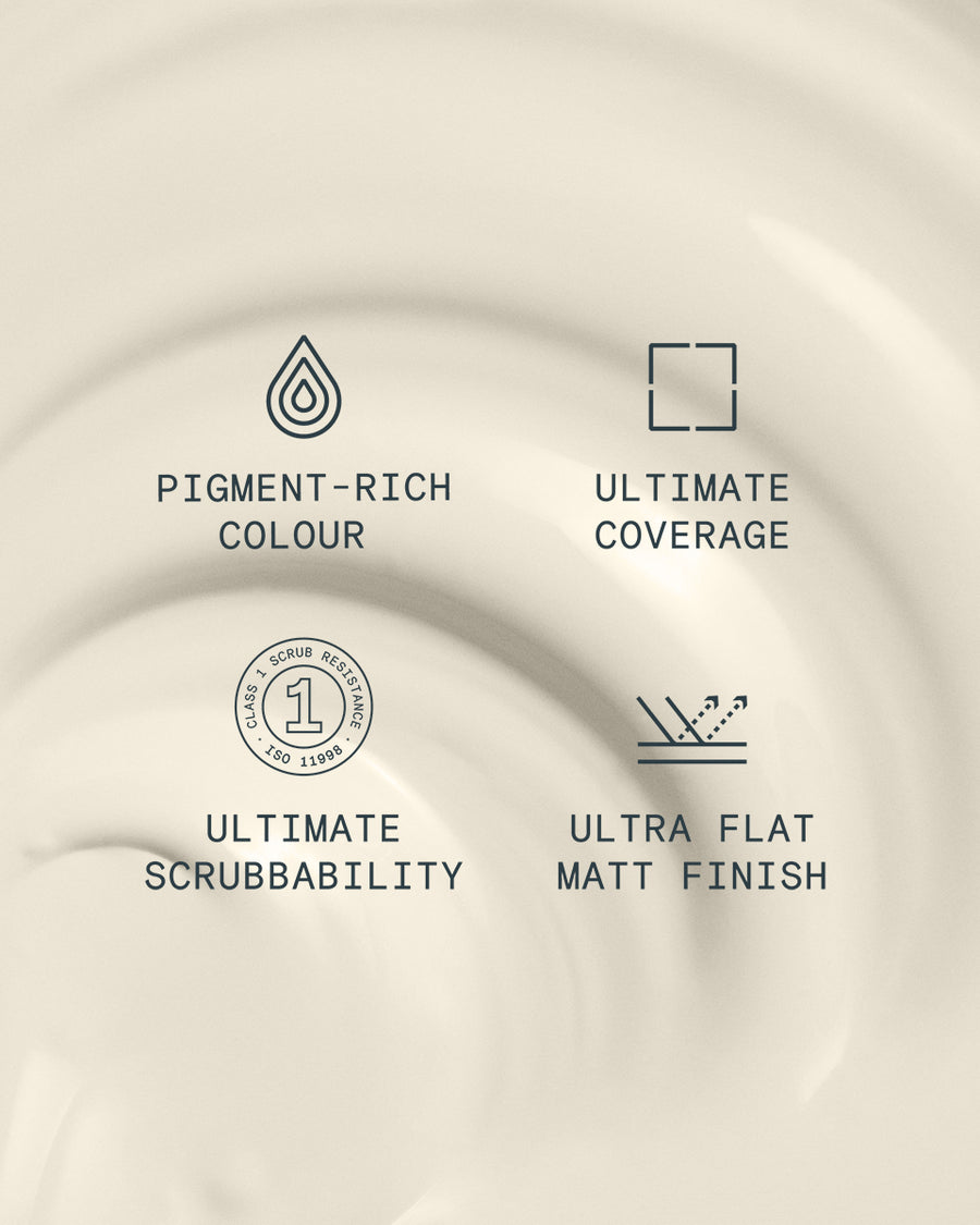 Supreme paint is ultra flat matt and pigment rich with ultimate coverage and scrubbability