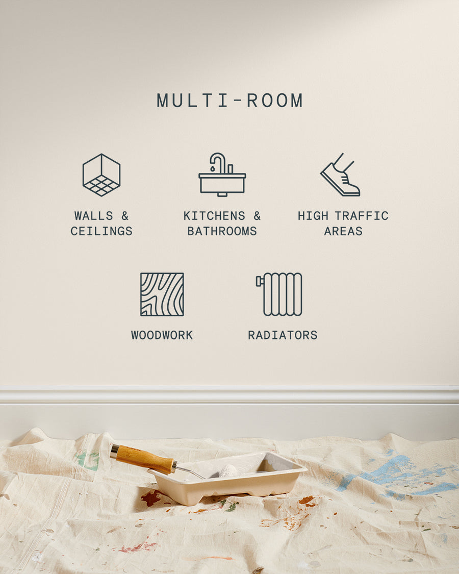 Supreme paint is suitable for walls and ceilings, kitchens and bathrooms, high traffic areas, woodwork and radiators