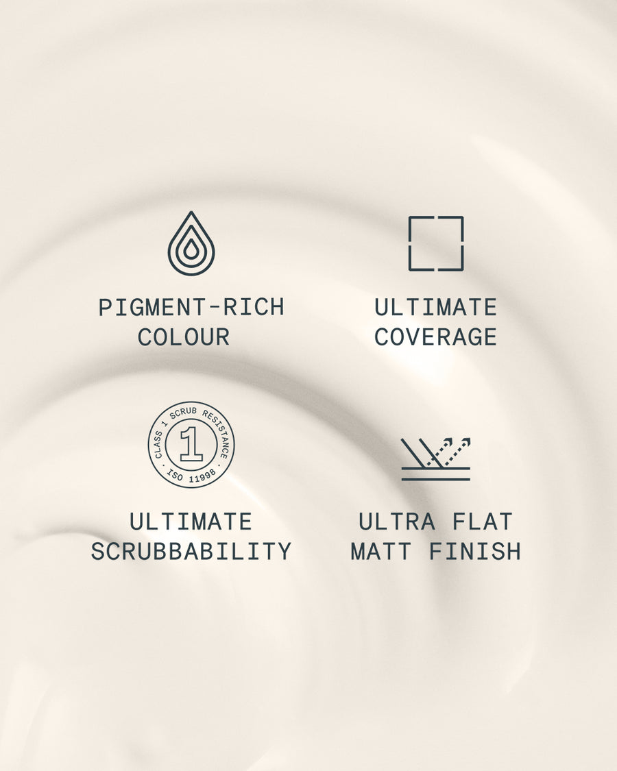 Supreme paint is ultra flat matt and pigment rich with ultimate coverage and scrubbability