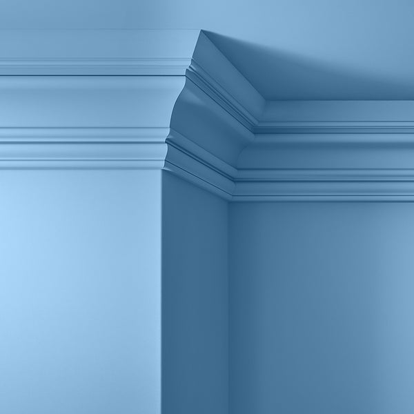 Walls, ceilings and coving painted in Lick Blue 10