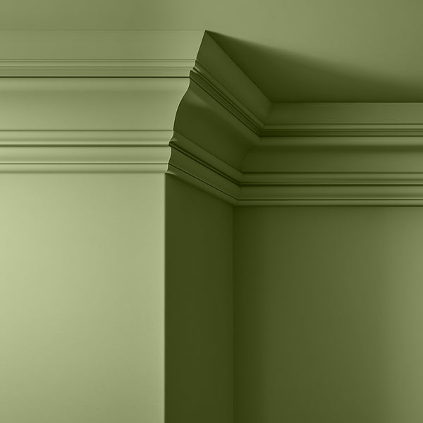 Walls, ceilings and coving painted in Lick Green 18