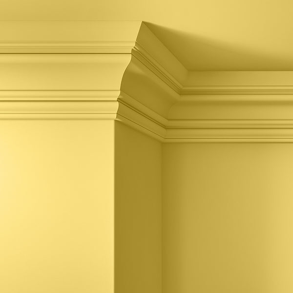 Walls, ceilings and coving painted in Lick Yellow 06