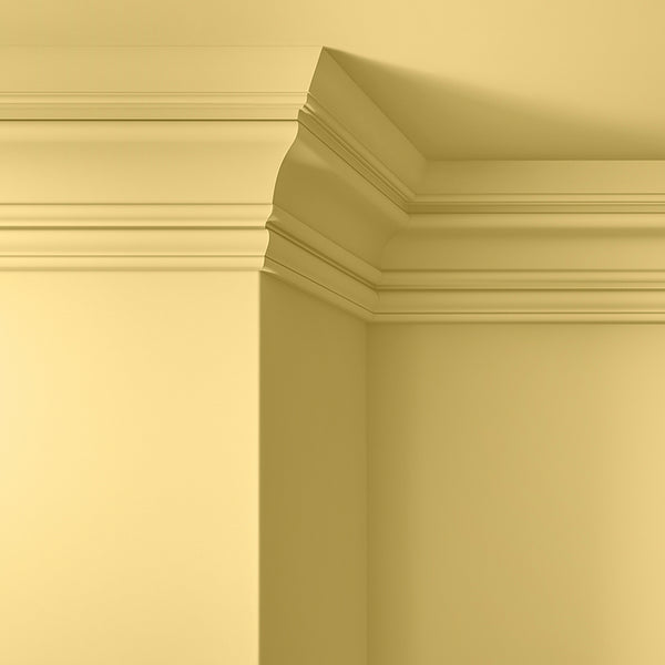 Walls, ceilings and coving painted in Lick Yellow 08