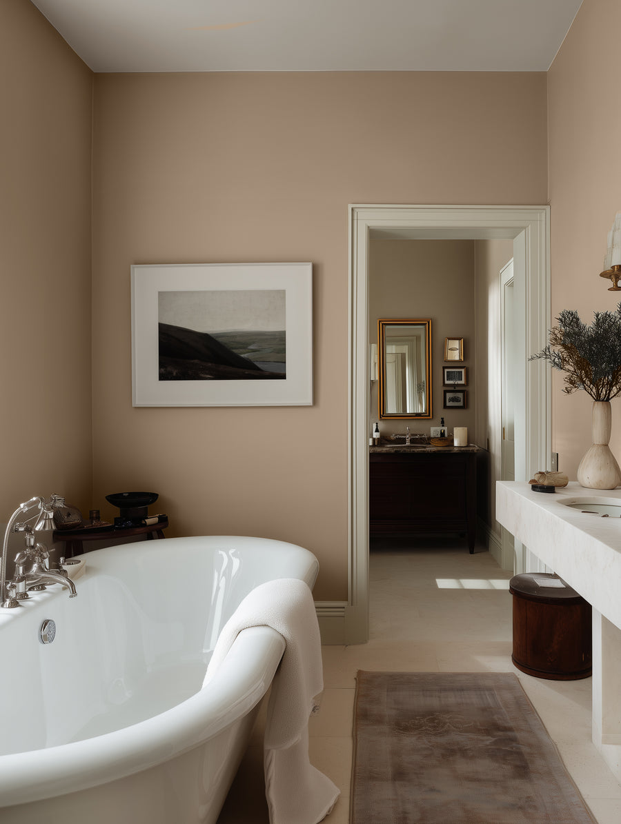 Bathroom painted in Lick Beige 02