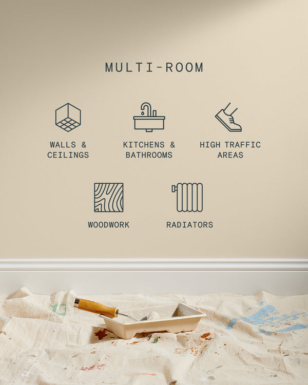 Supreme paint is suitable for walls and ceilings, kitchens and bathrooms, high traffic areas, woodwork and radiators