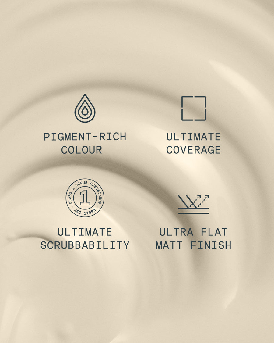 Supreme paint is ultra flat matt and pigment rich with ultimate coverage and scrubbability