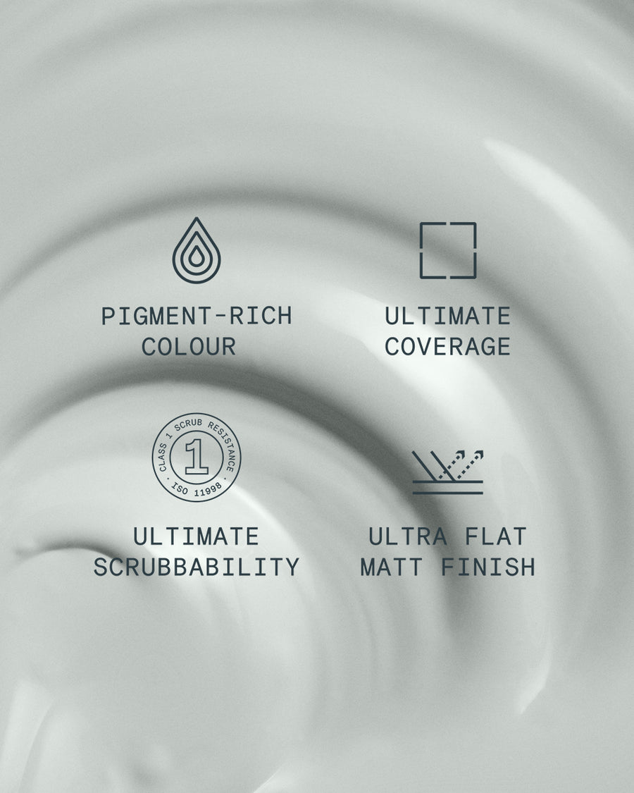Supreme paint is ultra flat matt and pigment rich with ultimate coverage and scrubbability
