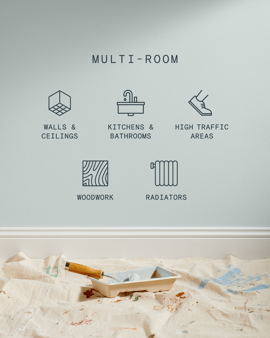 Supreme paint is suitable for walls and ceilings, kitchens and bathrooms, high traffic areas, woodwork and radiators
