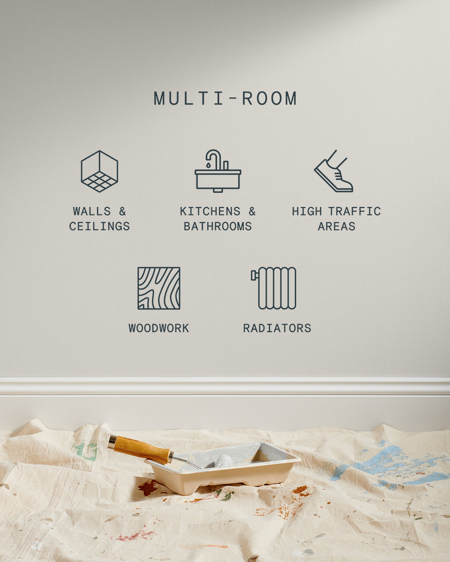 Supreme paint is suitable for walls and ceilings, kitchens and bathrooms, high traffic areas, woodwork and radiators
