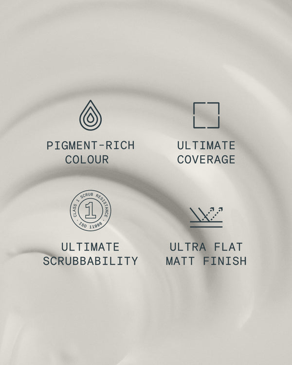 Supreme paint is ultra flat matt and pigment rich with ultimate coverage and scrubbability