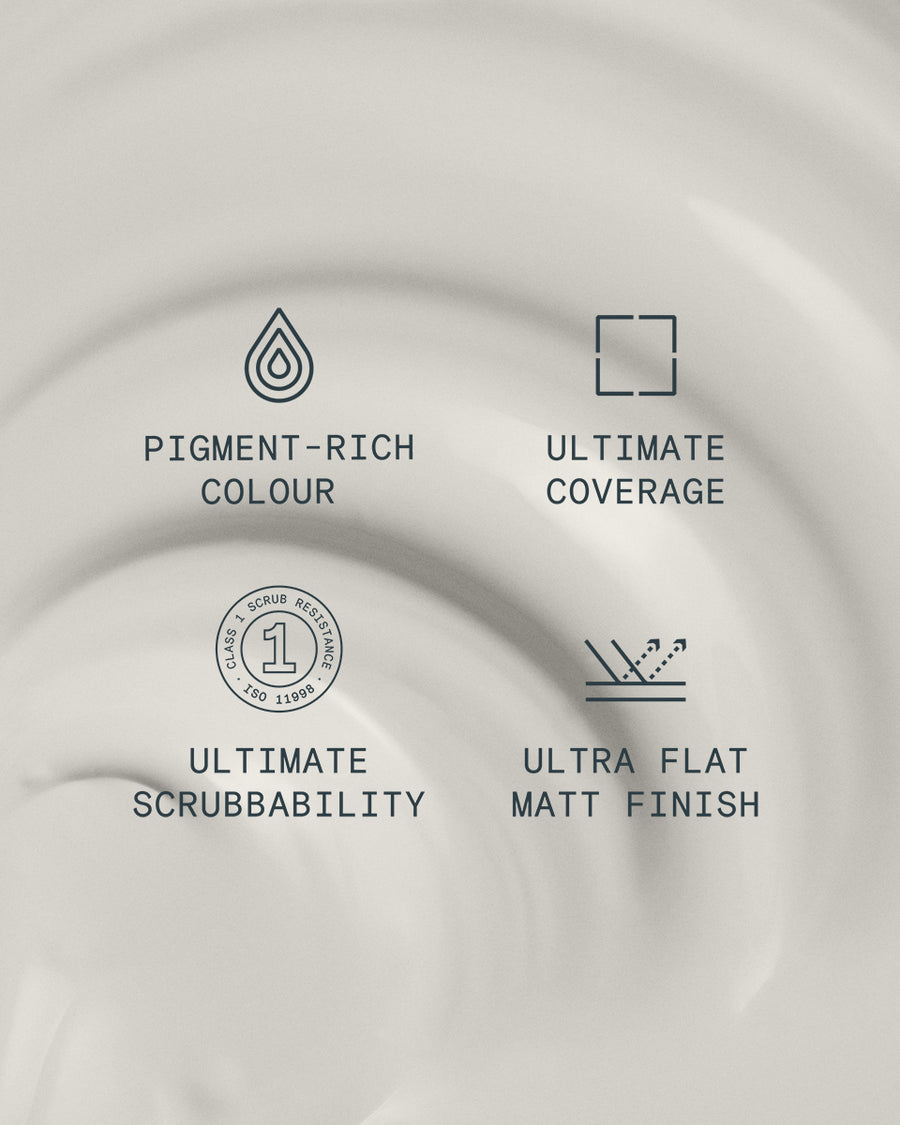 Supreme paint is ultra flat matt and pigment rich with ultimate coverage and scrubbability