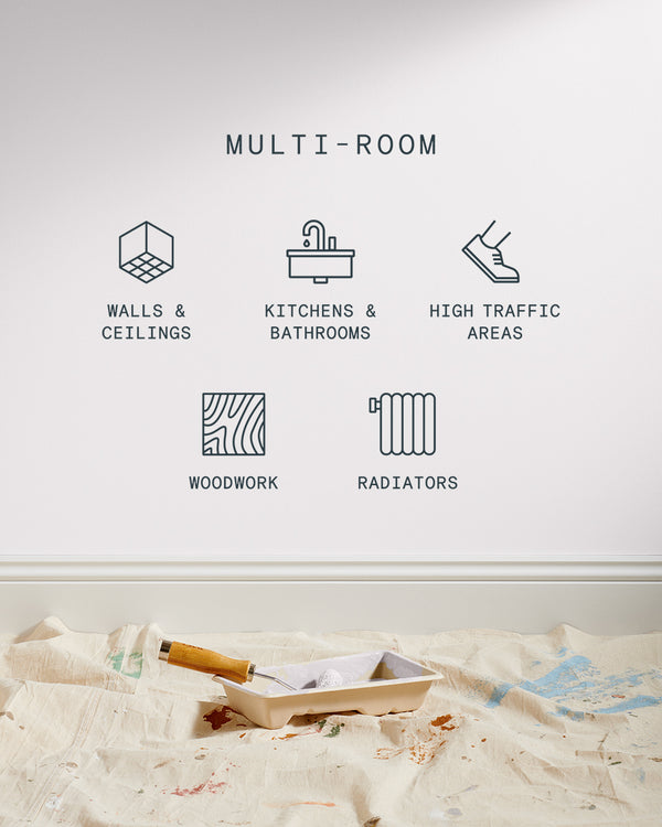 Supreme paint is suitable for walls and ceilings, kitchens and bathrooms, high traffic areas, woodwork and radiators