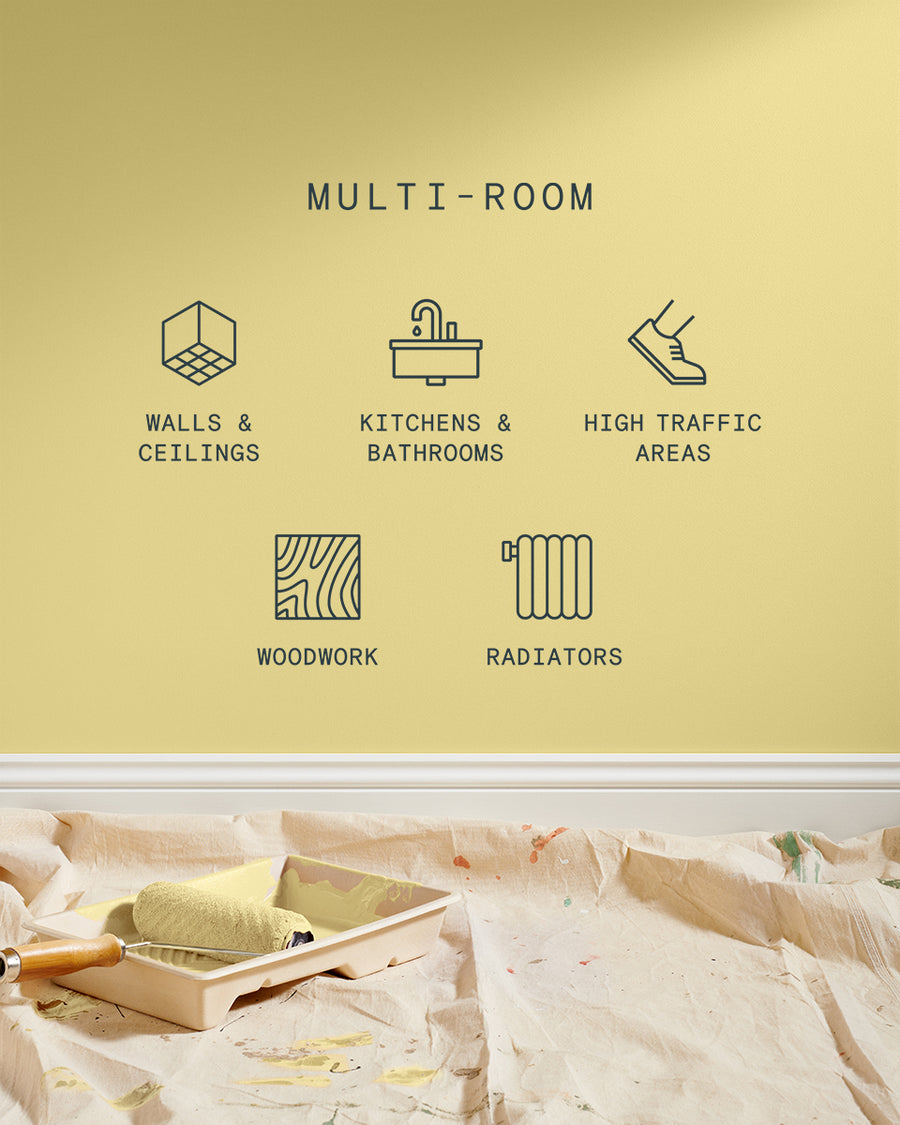 Supreme paint is suitable for walls and ceilings, kitchens and bathrooms, high traffic areas, woodwork and radiators