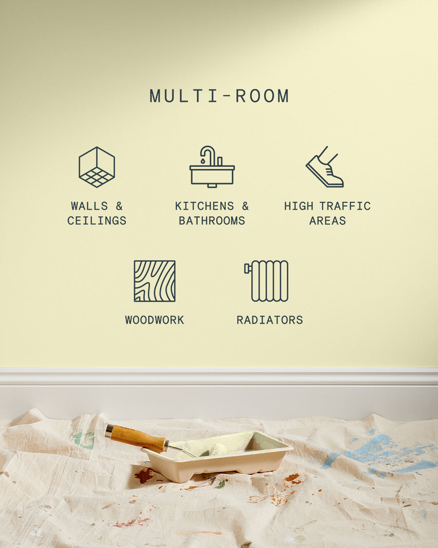 Supreme paint is suitable for walls and ceilings, kitchens and bathrooms, high traffic areas, woodwork and radiators