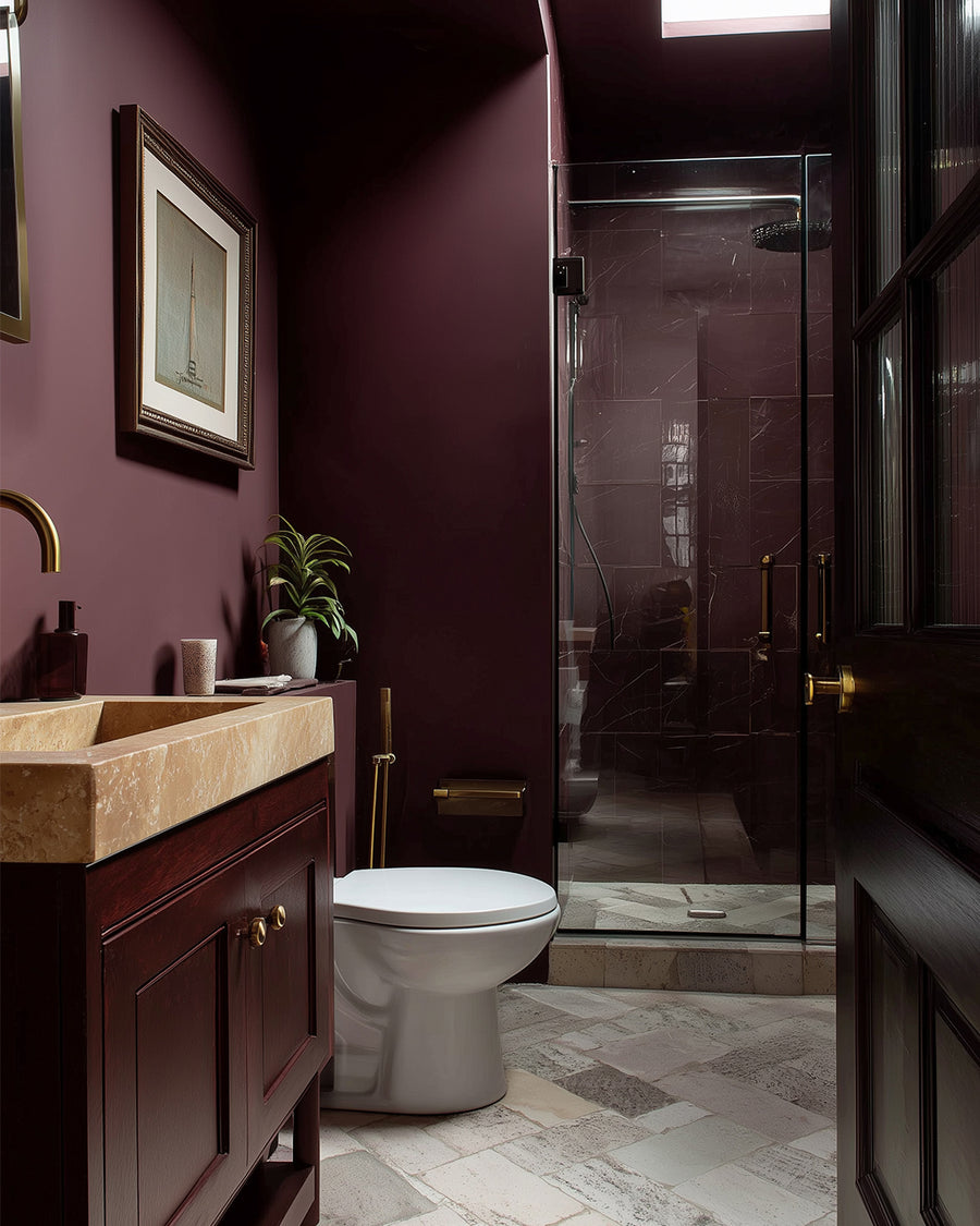Bathroom painted in Lick Purple 03