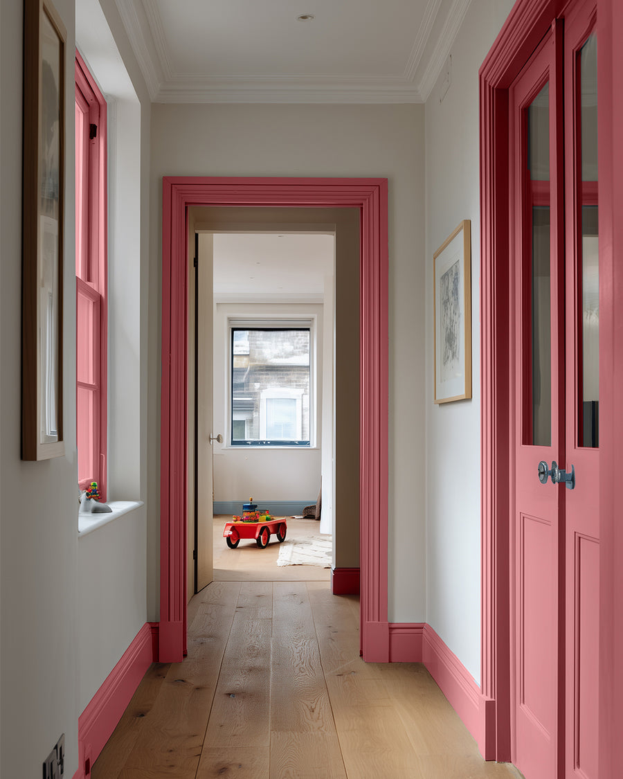 Hallway painted in Lick Pink 12
