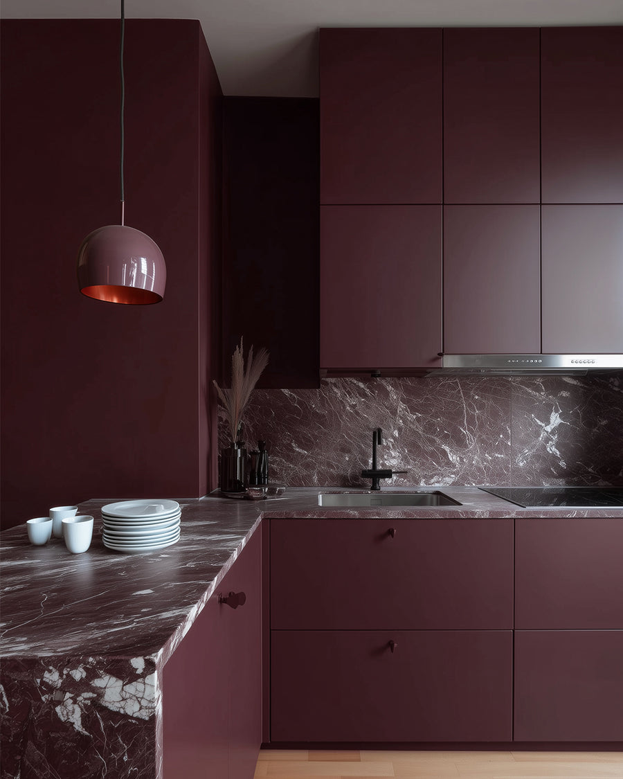 Kitchen painted in Lick Purple 03