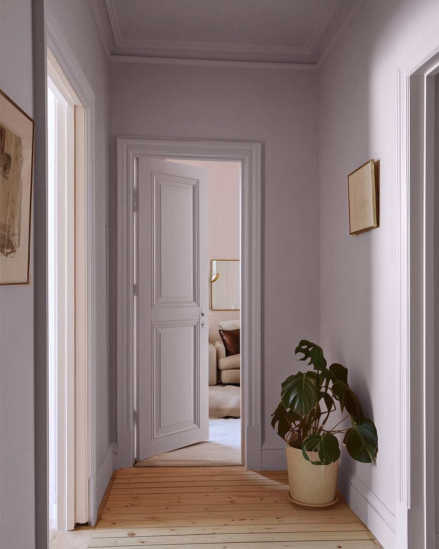 Hallway painted in Lick Purple 06