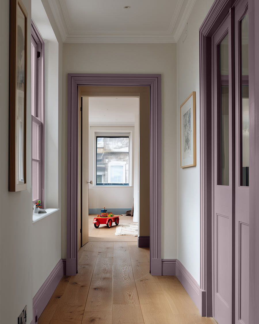Hallway painted in Lick Purple 01