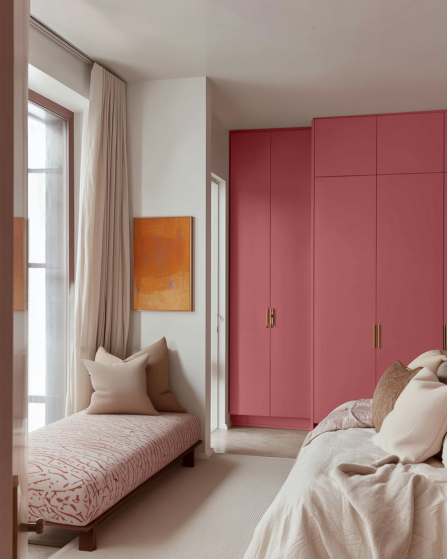 Bedroom painted in Lick Pink 12