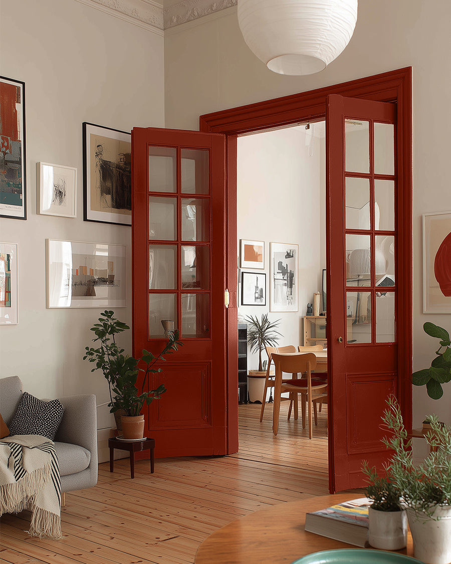 Sitting room painted in Lick Red 01