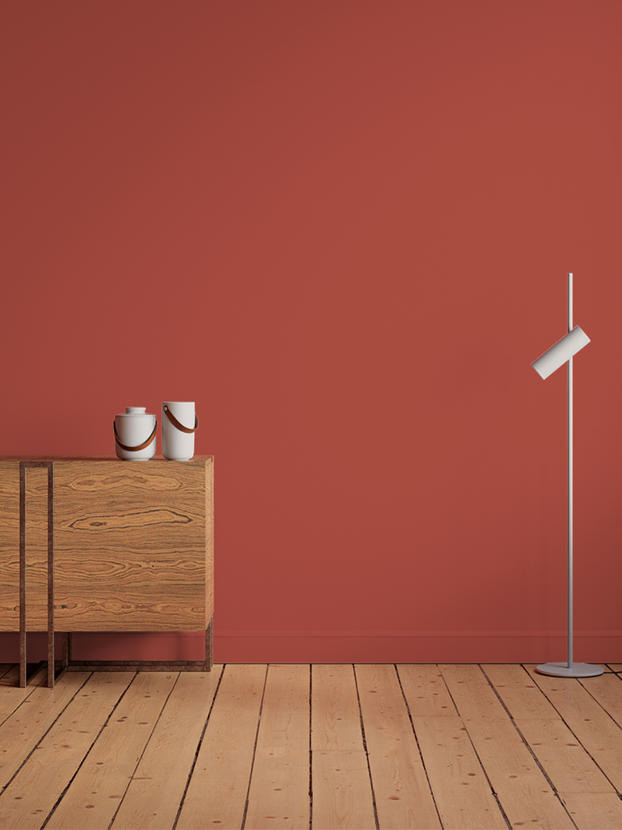Hallway decorated in Lick Red 02 paint shade
