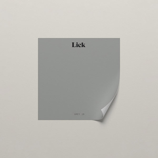 Lick peel and stick sample in Grey 16 paint shade